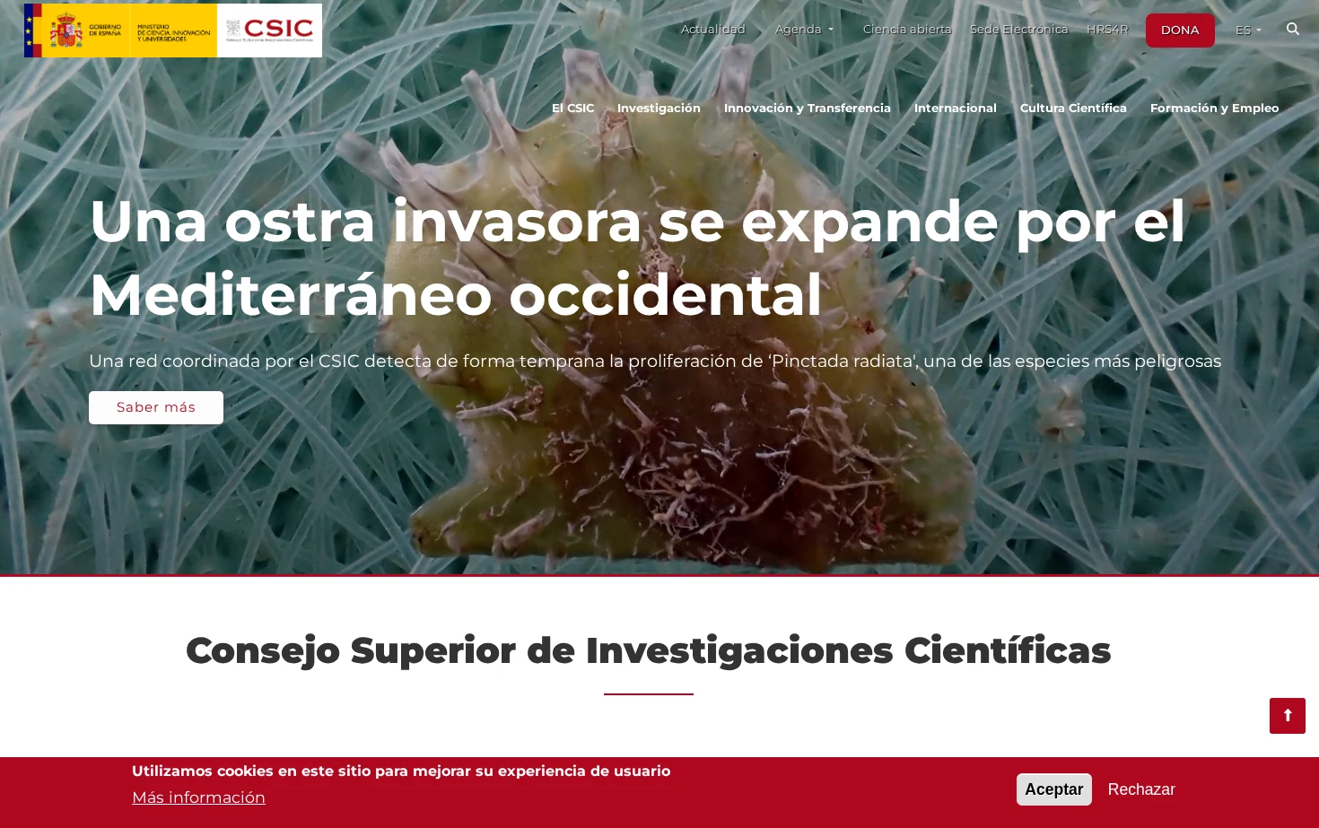 Consejo Superior de Investigaciones Científicas 页面快照